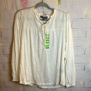 NWT WOMENS BERKLEY JENSEN SMOCKED WOVEN TOP SIZE L